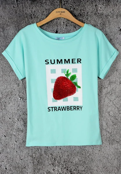 MEGI AQUA BLUZKA / TRUSKAWKA Z CYRKONIAMI / B1583