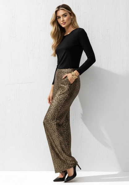 SAINT TROPEZ ELEGANCKIE SPODNIE SYLWESTROWE Z CEKIN / CENA SUGEROWANA 389 PLN 