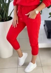 MEGI  CZERWONE SPODNIE RYBACZKI 7/8 Z KIESZENIAMI / P0304