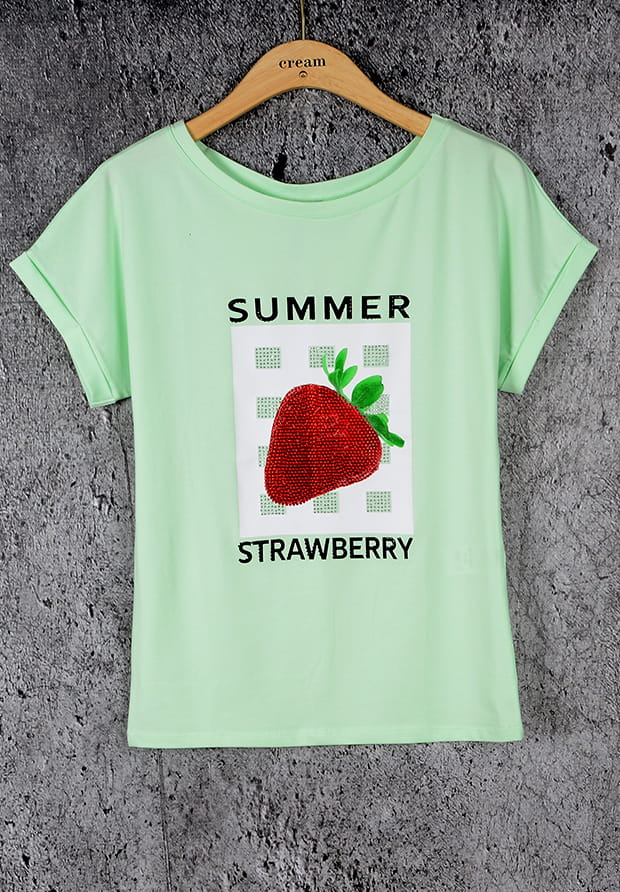 MEGI PISTACJOWA BLUZKA / TRUSKAWKA Z CYRKONIAMI / B1583