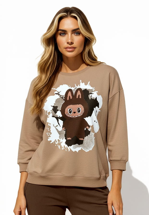 MEGI BLUZA CAPPUCCINO Z NADRUKIEM / B2238 