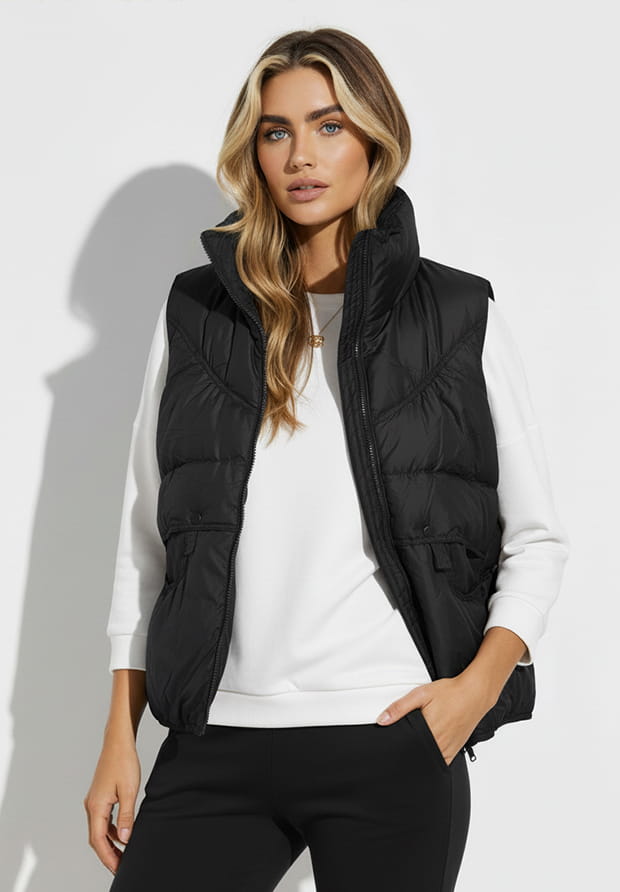 MEGI CZARNA OCIEPLANA KAMIZELKA / H0572