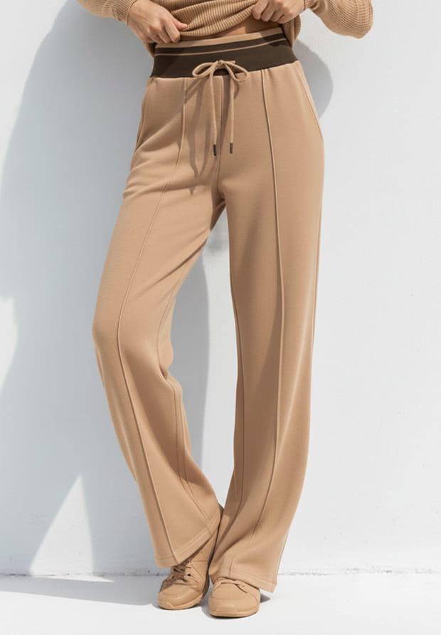 MEGI CAPPUCCINO SPODNIE Z PRZESZYCIEM / SZEROKA NOGAWKA / P2452