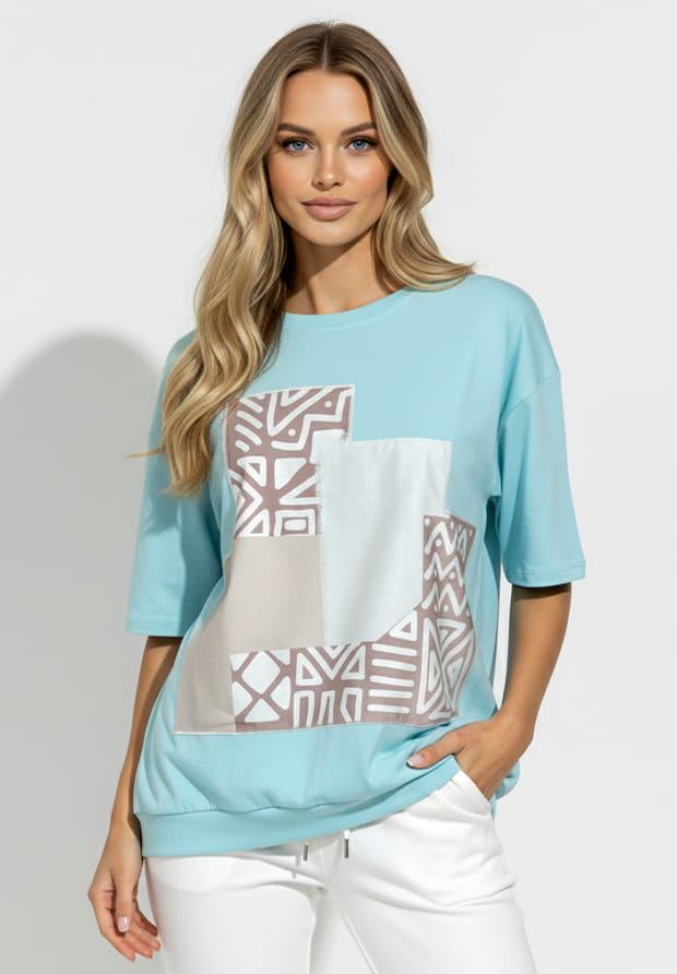 MEGI AQUA BLUZKA TUNIKA / WELUROWE WZORY / UNI / B1761