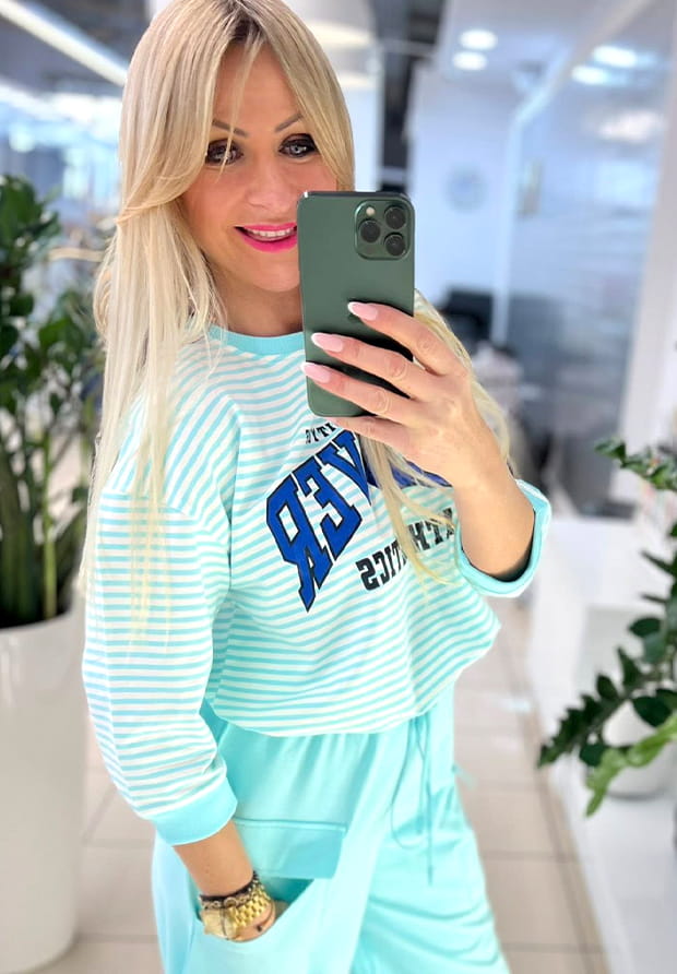 MEGI AQUA  PASECZKI - BIAŁA BLUZA Z NADRUKIEM / B2664