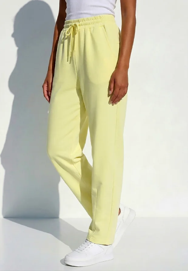 MEGI CYTRYNOWE SPODNIE Z ZASZEWKAMI NA NOGAWKACH / P2843