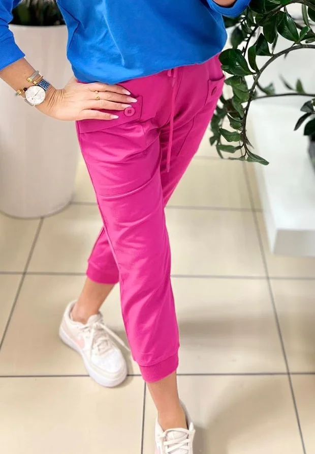 MEGI FUKSJOWE SPODNIE RYBACZKI 7/8 Z KIESZENIAMI / P0304