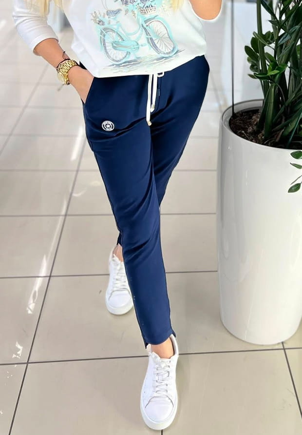 MEGI GRANATOWE SPODNIE Z KÓŁKIEM  / M1144 