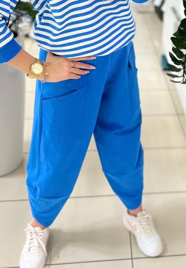 MEGI CHABROWE SPODNIE TULIPANY Z PATKAMI / P1207 