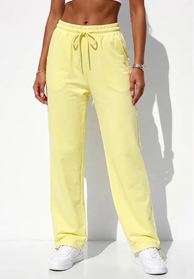 MEGI CYTRYNOWE SPODNIE DRESOWE PROSTA NOGAWKA Z REGULACJĄ DOŁU / P2836