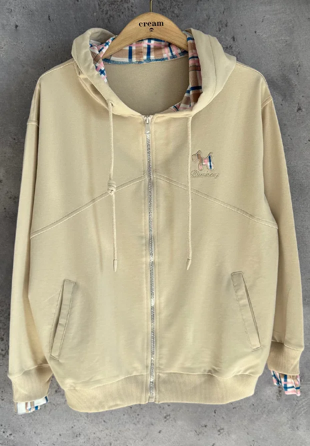 MEGI JASNO BEŻOWA ROZPINANA BLUZA Z KAPTUREM / H2949