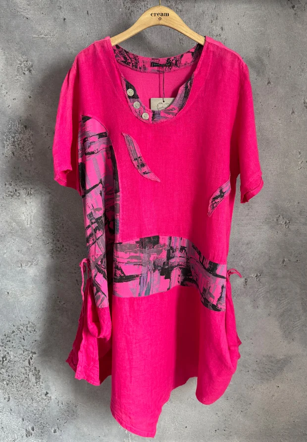 MADE IN ITALY LNIANA FUKSJOWA SUKIENKA OVERSIZE / MADE IN ITALY / UNI