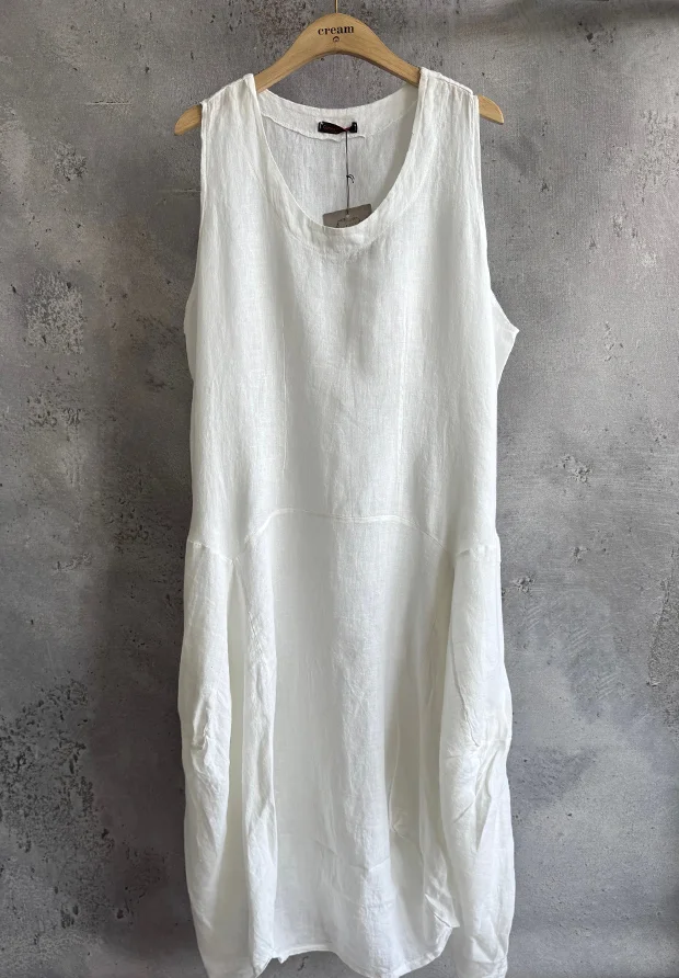 MADE IN ITALY LNIANA BIAŁA SUKIENKA OVERSIZE / MADE IN ITALY / UNI 