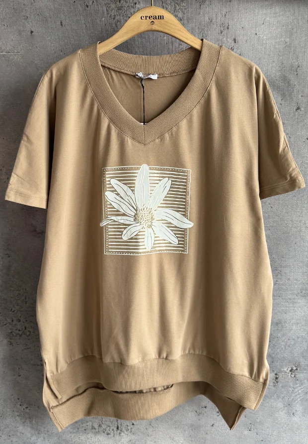 MEGI CAPPUCCINO BLUZKA / BIAŁY KWIAT & CYRKONIE / PLUS SIZE / B1961