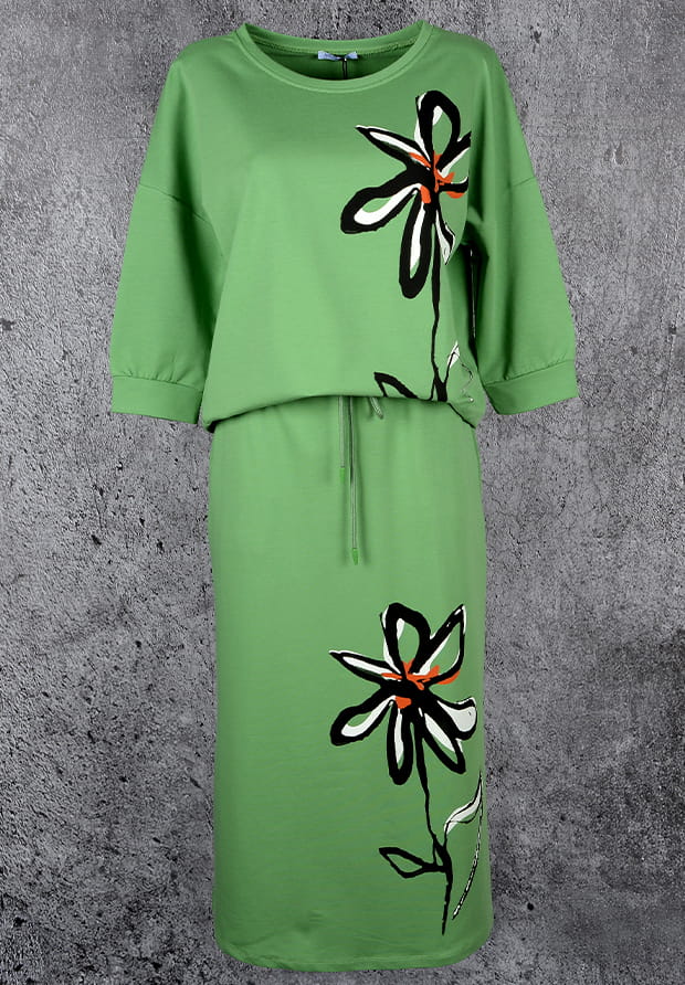 MEGI ZIELONY KOMPLET BLUZA + SPÓDNICA / T1486
