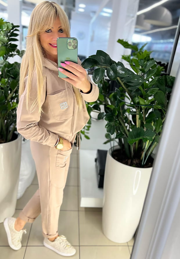  MEGI CAPPUCCINO DRES KOMPLET / SPODNIE + BLUZA Z KAPTUREM / T1711