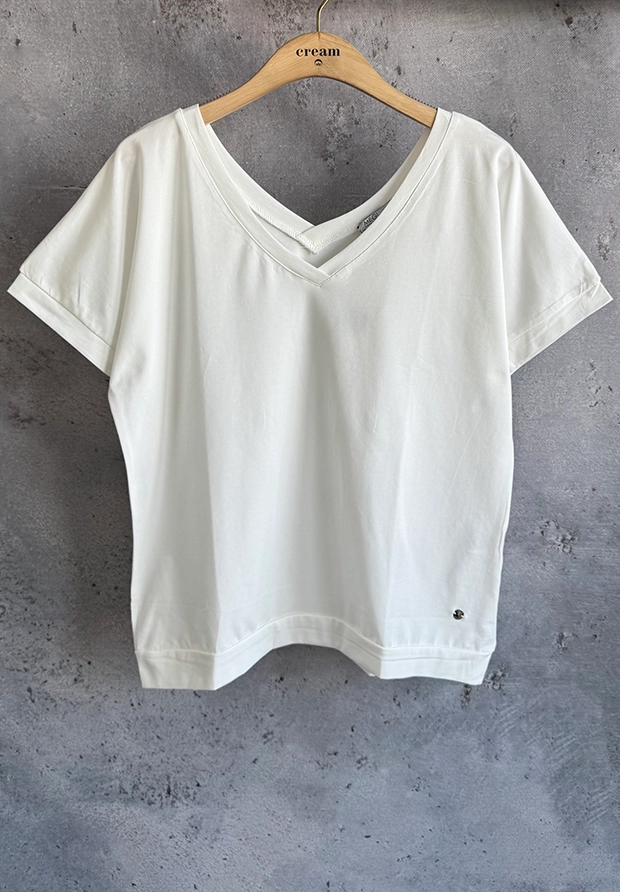 MEGI BIAŁA BLUZKA Z DEKOLTEM TYPU V-NECK / B3242