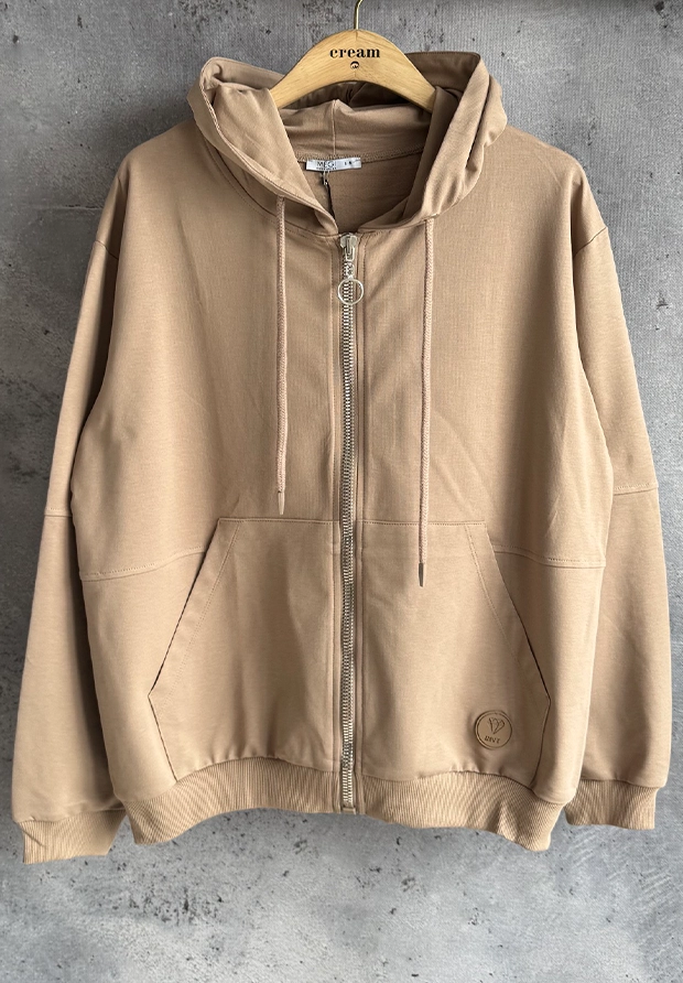MEGI CAPPUCCINO ROZPINANA BLUZA Z KAPTUREM / M2895
