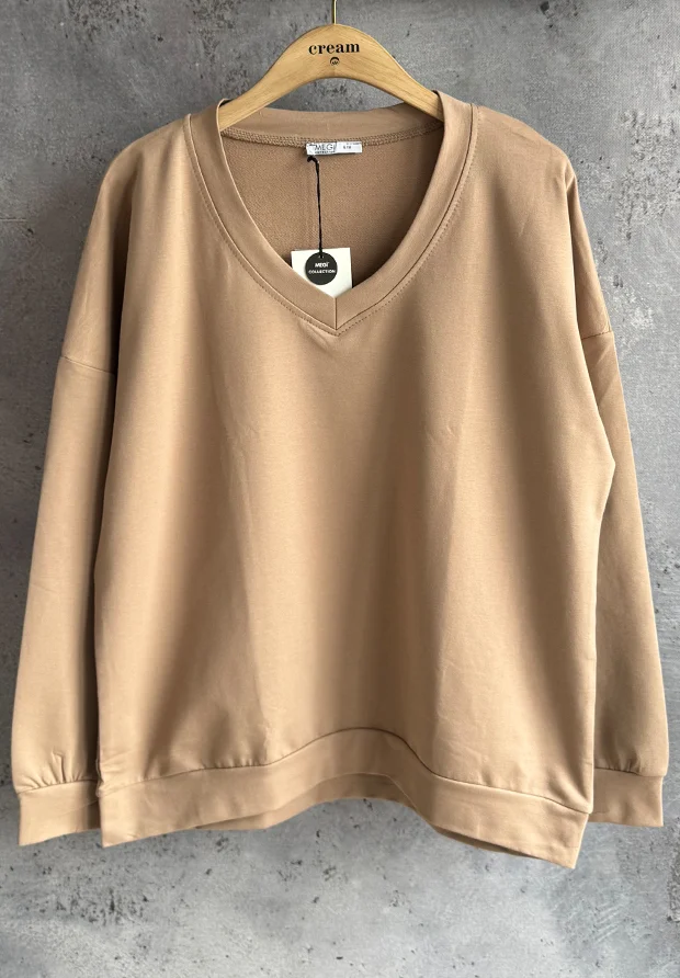 MEGI CAPPUCCINO GŁADKA BLUZA / LUŹNY FASON - BARDZO WYGODNA / B2340