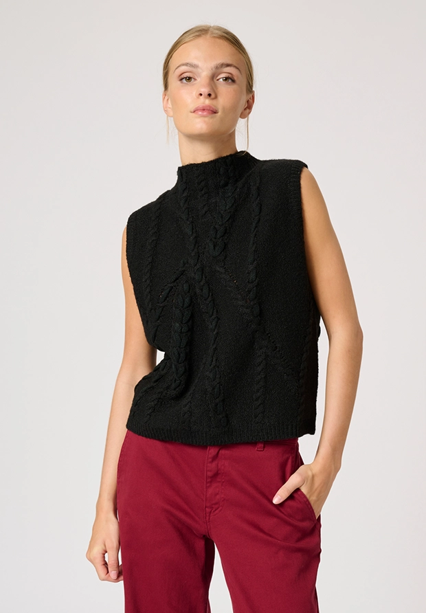 MY ESSENTIAL WARDROBE Czarny Dzianinowy Bezrękawnik ze Stójką / sugerowana cena 430 PLN
