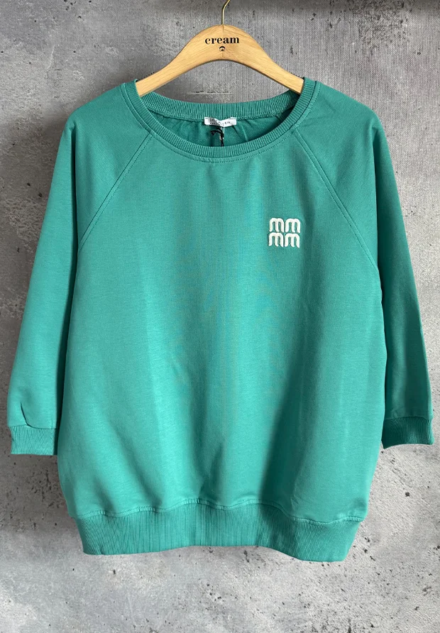 MEGI MORSKO ZIELONA BLUZA Z HAFTOWANYM LOGO / B1121