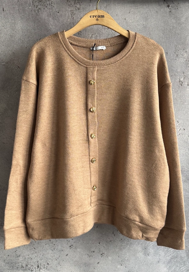 MEGI CAPPUCCINO SWETERKOWA BLUZA / SWETER ZE ZŁOTYMI GUZICZKAMI / B2474